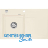 SYSTEMCERAM Einbausp�le Stema 80, 800 x 510 mm �1,5% Tropfteil rechts, Magnolie