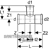 Geberit Mapress Kupfer T-Stck m.red.